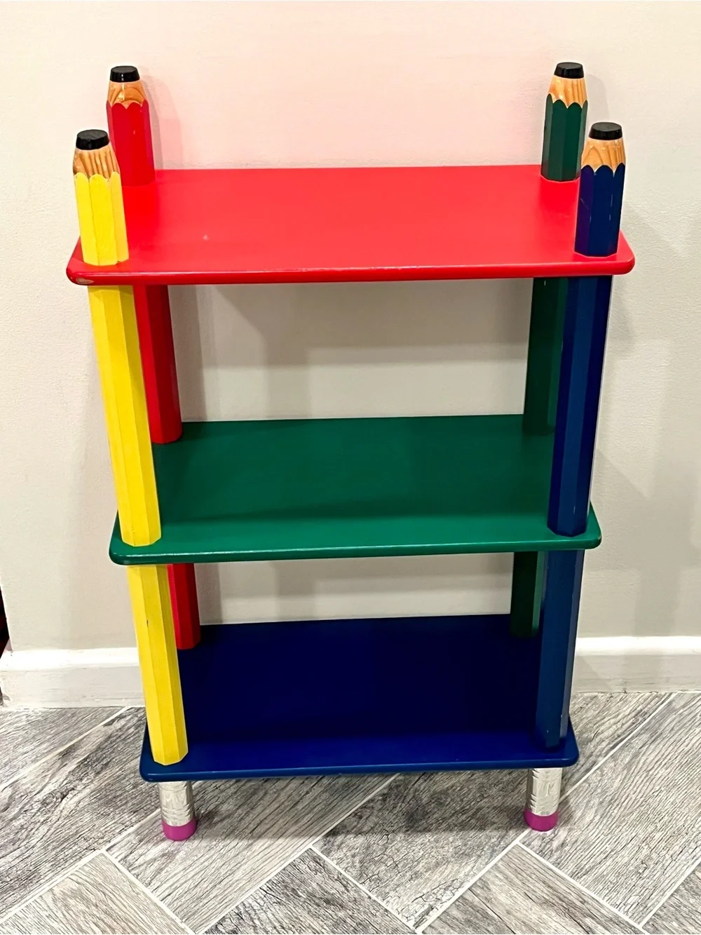 Vintage 80s/90s Pierre Sala Colorful Kids Pencil Book Shelf Classroom - Rare!